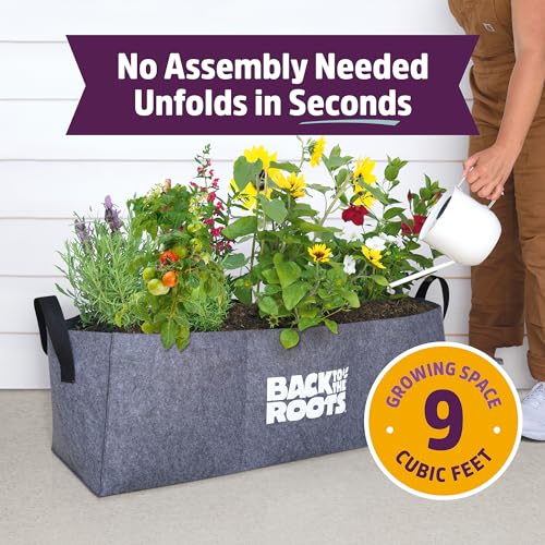 Back to The Roots Breathable Raised Bed (Provides More Oxygen to Roots), 9 Cu. Ft., No Assembly Needed, Reusable & Weatherproof