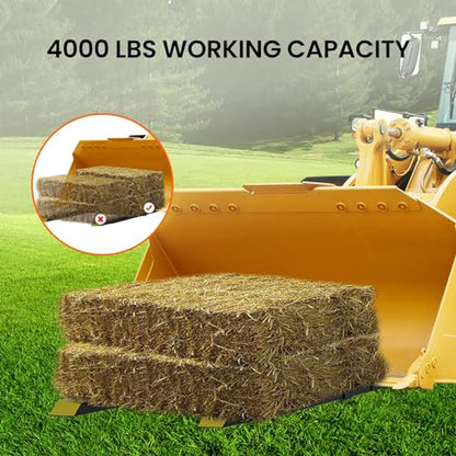 Heavy Duty 60" Clamp-On Pallet Forks for Tractor Bucket – 4000 lbs Capacity – Adjustable Stabilizer Bar – Skid Steer Loader Compatible – Fork Attachment for Material Handling