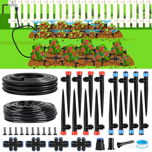 110FT Drip Irrigation System Kit, Automatic Garden Watering System - size: 17FT Main tube+ 93FT 1/4'' tube