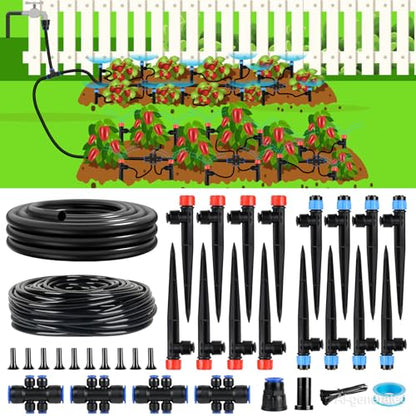 110FT Drip Irrigation System Kit, Automatic Garden Watering System - size: 17FT Main tube+ 93FT 1/4'' tube