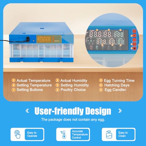 48 Egg Incubator, Automatic Egg Hatcher with Dual Power & Full Kit for Chicken Duck Quail Eggs, Digital Poultry Hatchery for Home Farm