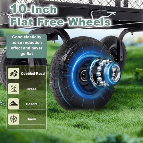 880lb Garden Wagon Steel Utility Cart Solid Wheels - size: 880LBS Cart