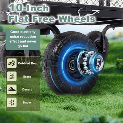 880lb Garden Wagon Steel Utility Cart Solid Wheels - size: 880LBS Cart