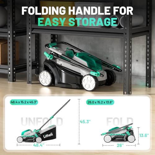 Litheli Cordless 13 Inch Cordless Lawn Mower 5 Heights 20V Electric Push Brushless Lawnmower for Garden, Yard, 4.0Ah Battery & Charger Included - size: 13’‘