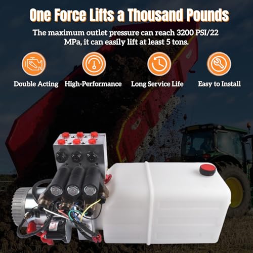 6 Quart 6 Way Hydraulic Pump for Dump Trailer Car Lifting