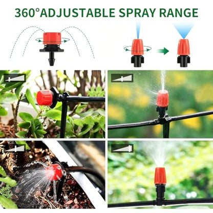 Drip Irrigation System, 100FT 1/4" Garden Watering System, Quick Connect - size: 1/4"