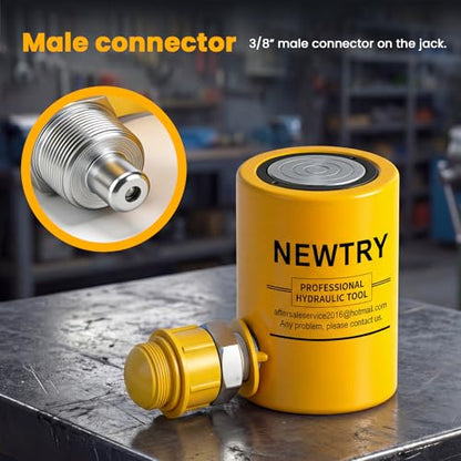 NEWTRY 20T Short Hydraulic Ram Jack, 2" Stroke Porta Power Ram Auto Retract - size: 20T