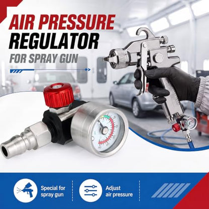 8 Sets Air Pressure Regulator Kit, 1/4"-G Spray Paint Gun
