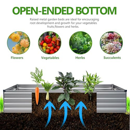 2PCS 6x3x1ft Galvanized Raised Garden Bed,Outdoor Planter Box Metal Patio Kit Planting Bed for Vegetables Flowers Herb,Silver - size: 6x3x1(2PCS), style: Sliver