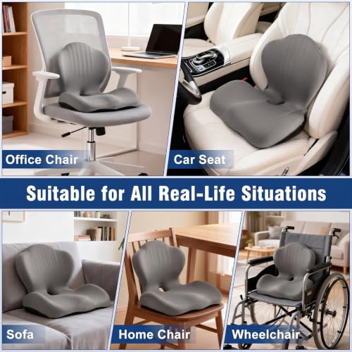 Car Seat Cushion Office Chair Cushion with Lumbar Support Pillow - color: Gray