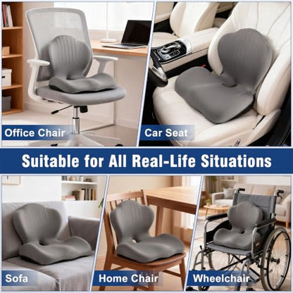 Car Seat Cushion Office Chair Cushion with Lumbar Support Pillow - color: Gray
