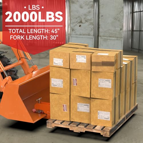 Clamp on Pallet Forks for Tractor Bucket 45" Total Length 2000LBS Capacity