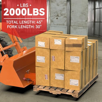 Clamp on Pallet Forks for Tractor Bucket 45" Total Length 2000LBS Capacity