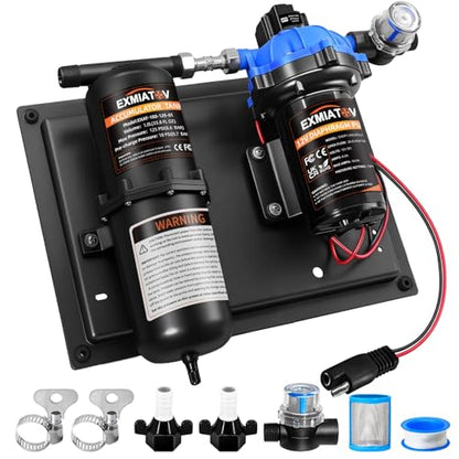 Water Pump and Accumulator Tank System,12V DC 7.0GPM 70PSI Quiet Water Pump and 1L 125PSI Pre-Pressurized Accumulator Tank for RV,Boat,Marine,Home Water System,Irrigating,Industrial Settings - size: 12V-7GPM-70PSI with tank