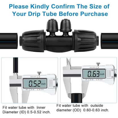 1/2 to 1/4 Drip Irrigation Fittings,4-Ways Barbed Tee 1/2 inch Drip Irrigation Tubing (1/2" ID x0.6-0.63" OD) 16mm to 1/4 inch Irrigation Tube Fitting Anti-Drop Barbed Connectors,12Pcs - color: 4-Way-12Pack