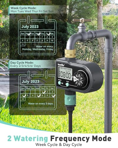 RAINPOINT Sprinkler Timer with 3 Individual Programs, Brass Inlet Water Timer for Garden Hose, Sprinkler Controller, Automatic/Manual Irrigation System for Lawn & Yard Watering, 1 Outlet