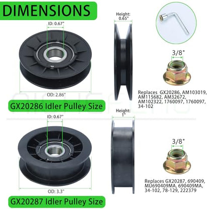 GX20287 Idler Pulley with GX20286 Idler Pulley GX20006 Belt - color: A16 1xGX20286+1xGX20287+1/2x87 Belt