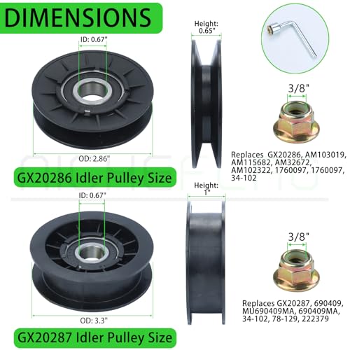 GX20287 Idler Pulley with GX20286 Idler Pulley GX20006 Belt - color: A16 1xGX20286+1xGX20287+1/2x87 Belt