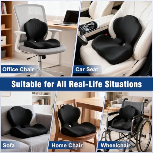 Car Seat Cushion Office Chair Cushion with Lumbar Support Pillow - color: Black
