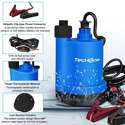 TecHome 12v Sump Pump Submersible Water Pump Water Transfer Pump. - style: 12V Submersible Pump