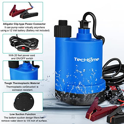 TecHome 12v Sump Pump Submersible Water Pump Water Transfer Pump. - style: 12V Submersible Pump