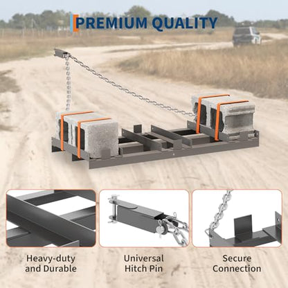 6FT Drag Harrow Driveway Grader with Chain - size: Gray | 72*20 inches