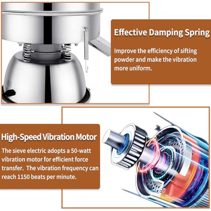 Sidasu Automatic Vibrating Sieve Shaker–40&60 Mesh Flour Sifter - size: Sifter Machine(40+60 mesh)