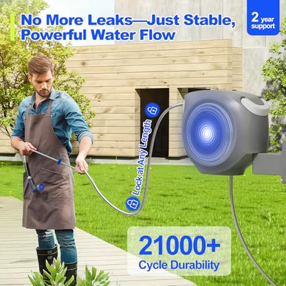 SPECILITE Retractable Garden Water Hose Reel 100 FT, 304 Stainless Steel