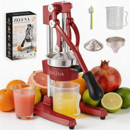 Cast Iron Manual Hand Press Juicer for Citrus & Pomegranate,Deep Red - color: Deep Red