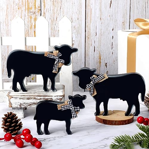 Bucherry 3 Pcs Wooden Cow Tiered Tray Decor Farmhouse,Popular Style - style: Popular Style