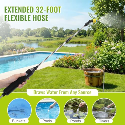 32 FT Hose Battery Powered Sprayer Wand with 32" Electric Sprayer&3 Speeds