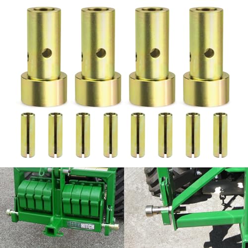 Quick Hitch Adapter Bushings Set Fit for Cat 1 3-Point Tractor Implements 4PCS Bushing Kit with Roll Pins, Gold - size: 4PCS Set