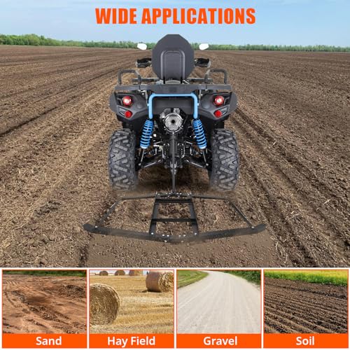 Hipicute Driveway Drag 74" Drag Harrow Driveway Grader Steel Tow Behind Lawn Rake with Adjustable Bars, Driveway Tractor Harrow Driveway Grader for ATVs, UTVs,Tractor, Mower - size: 74 inch