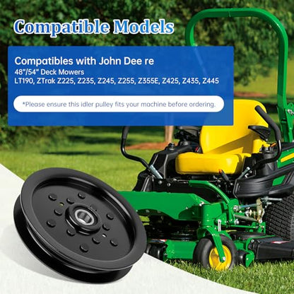 UP2WIN AM143737 Idler Pulley Compatible with John Dee re 48" 54" Mower Deck, AM136693 Pulley Compatible with John Dee re ZTrak Z425 Z435 Z445 Z225 Z235 Z245 Z255 Z355E LT190 Lawn Tractor - size: AM143737_1pc