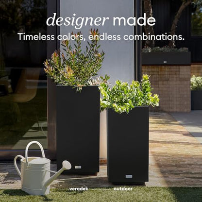 Veradek Block Series Pedestal Planter - Tall Rectangular Outdoor Planter - color: Black, size: 32''H x 15.5''W -2 Pack