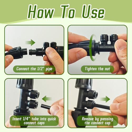 8 PCS 1/2" to 1/4" Drip Irrigation Tee Fitting,4 Way Quick Connect - size: 8PCS 1/2" to 1/4" Connect (4 Way))