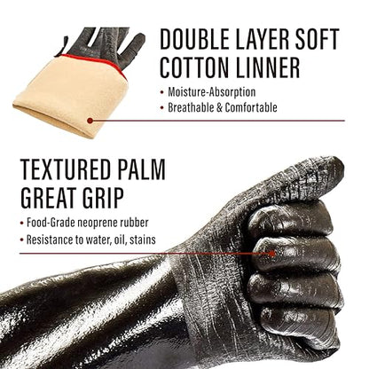 RAPICCA BBQ Grill Gloves, 932°F Heat Resistant Neoprene, 14 in XL - size: 10/XL (14 in, 932 °F)