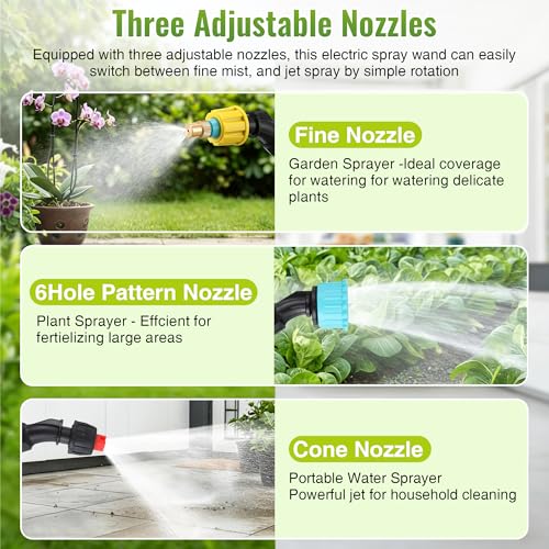 32 FT Hose Battery Powered Sprayer Wand with 32" Electric Sprayer&3 Speeds