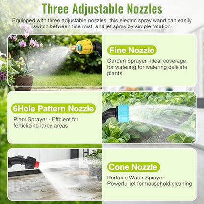 32 FT Hose Battery Powered Sprayer Wand with 32" Electric Sprayer&3 Speeds