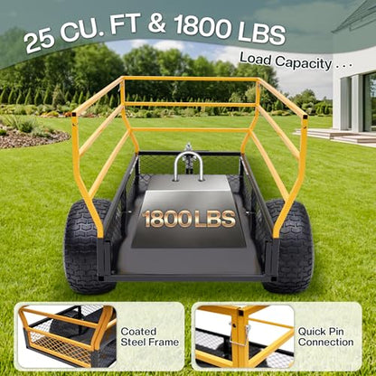 Jocisland 1800 LBS Tow Behind Dump Cart, Heavy-Duty Utility Trailer