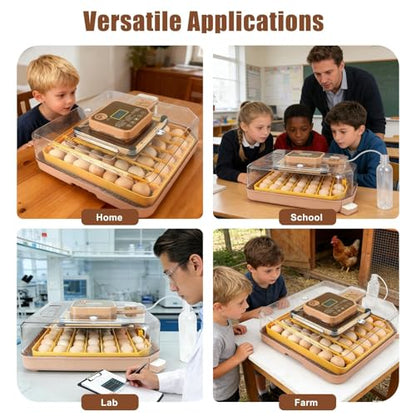 Gen IV - 48 Egg Fully Automatic Incubator, 2026 Upgraded Design, Intelligent Sensor-Based Humidity & Temp Control, Custom Days, Adjustable Auto Turning & Stop, Chick Separator, Flexible Egg Spacing - size: 48 egg-brown
