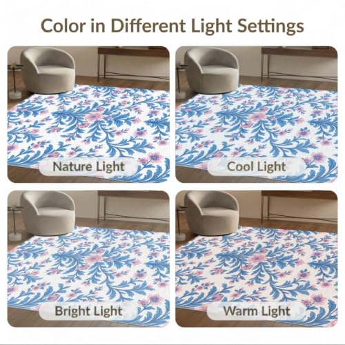 2'x3' Blue Pink Chinoiserie Toile Way Motif Washable Throw Rug - color: Blue/Pattern 1, size: 2' x 3' (Rectangular)