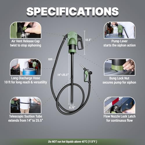 TERA PUMP Drum Barrel Pump w/Gas Pump Style Nozzle - style: Diesel / Fuel Pump