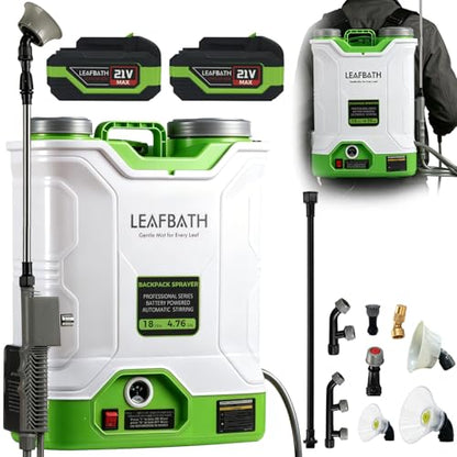 4.76 Gallon Auto Mixing Battery Powered Backpack Sprayer - color: Green + White/Auto Mixing