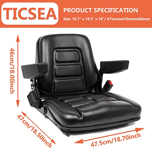 Universal Forklift Seat, Tractor Seat with Micro Switch,Armrest And Safety Belt,for Tractor,Excavator Skid Loader Backhoe Dozer Telehandler