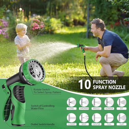 100 ft Garden Hose, Flexible Ultra Lightweight Durable Garden Hose, Kink-Free Water Hose with 10 Function Sprayer - Non-Shrinking Garden Hoses, Easy to Store,All-Weather, Car Washing Pipe Garden Hoses