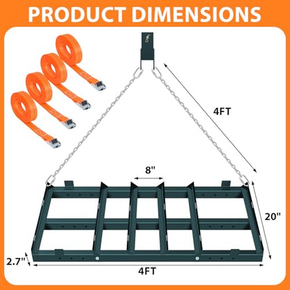 4FT Driveway Drag Harrow, Heavy-Duty Tow Behind Drag Harrow Green
