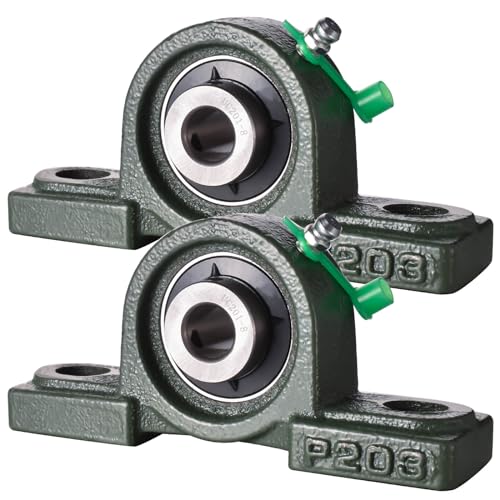Pillow Block Bearing 1/2 inch Shaft Bore, Solid Cast Iron Base, Self-Aligning, UCP201-8, Pack of 2 - size: UCP-1/2 inch bore