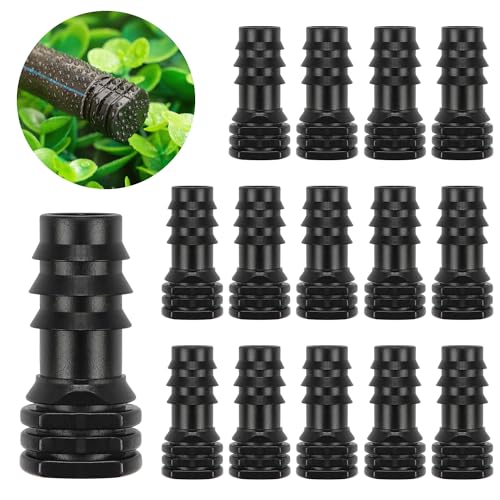 1/2 inch Drip Irrigation End Cap Fittings, 13mm ID Barbed End Plug Parts for 1/2 Inch Irrigation Tubing (0.520" ID) Drip Line Goof Plug Connector for Garden Irrigation System (15 Pack) - size: 1/2" Barbed Plug