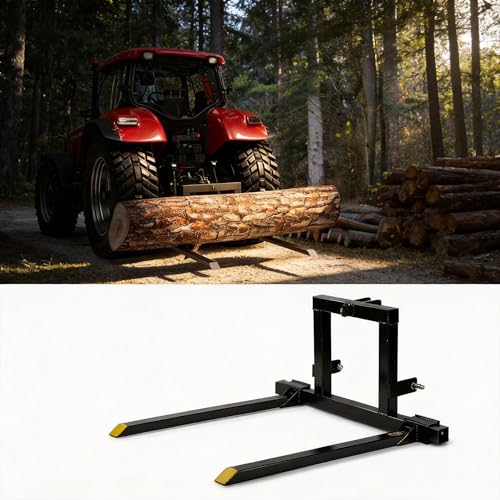 3-Point Hitch Pallet Fork Attachment 1500LBS for Category 1 Tractors | Adjustable Forks, Heavy-Duty Steel, Quick Installation